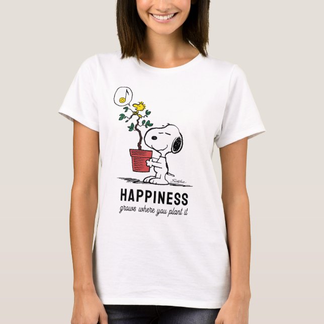 Jordnötter | Snoopy & Woodstock Plant A Träd T Shirt (Framsida)