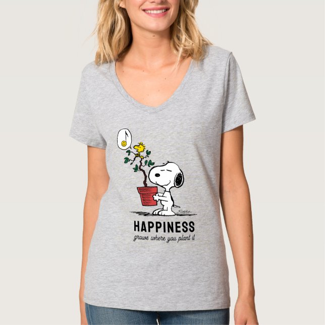 Jordnötter | Snoopy & Woodstock Plant A Träd T Shirt (Framsida)