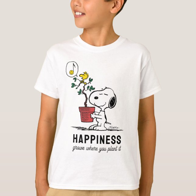Jordnötter | Snoopy & Woodstock Plant A Träd T Shirt (Framsida)