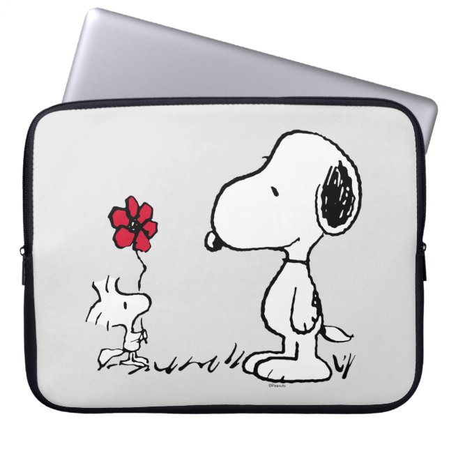 Jordnötter | Snoopy & Woodstock Red & Black Laptop Fodral (Framsidan)