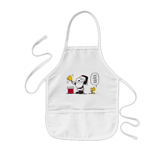 Jordnötter | Snoopy & Woodstock Santa Bell Ringer Barnförkläde (Framsidan)