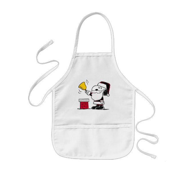 Jordnötter | Snoopy & Woodstock Santa Bell Ringer Barnförkläde (Framsidan)