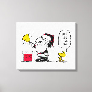 Jordnötter Snoopy & Woodstock Santa Bell Ringer Canvastryck