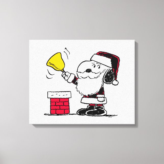 Jordnötter | Snoopy & Woodstock Santa Bell Ringer Canvastryck (Framsida)