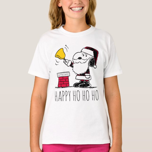 Jordnötter | Snoopy & Woodstock Santa Bell Ringer T Shirt (Framsida)