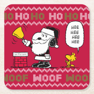 Jordnötter   Snoopy & Woodstock Santa Bell Ringer Underlägg Papper Kvadrat