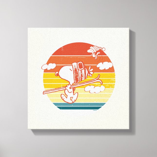 Jordnötter | Snoopy & Woodstock Ski Resa Canvastryck (Framsida)