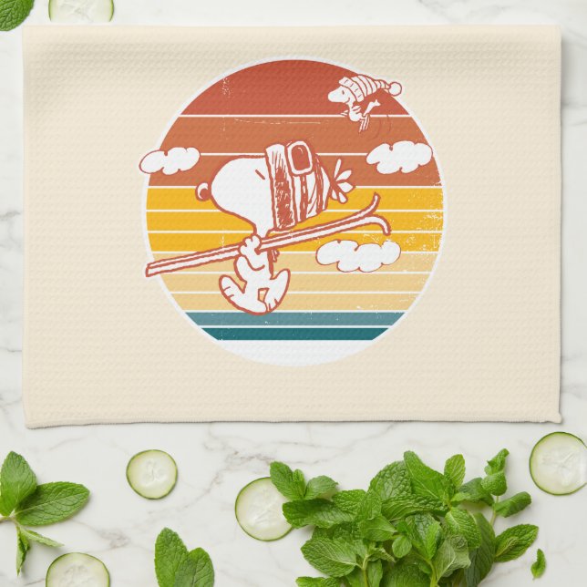 Jordnötter | Snoopy & Woodstock Ski Resa Kökshandduk (Vikta)