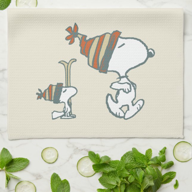 Jordnötter | Snoopy & Woodstock Ski Resa Kökshandduk (Vikta)