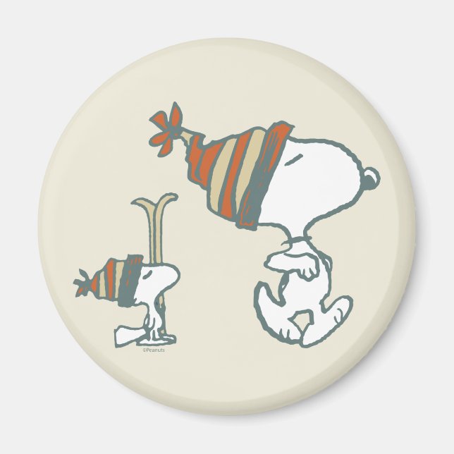 Jordnötter | Snoopy & Woodstock Ski Resa Magnet (Framsidan)