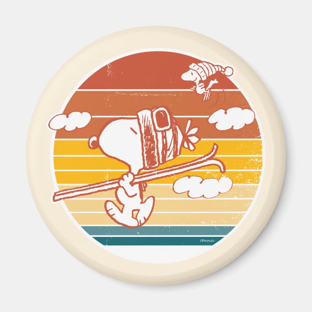 Jordnötter | Snoopy & Woodstock Ski Resa Magnet (Framsidan)