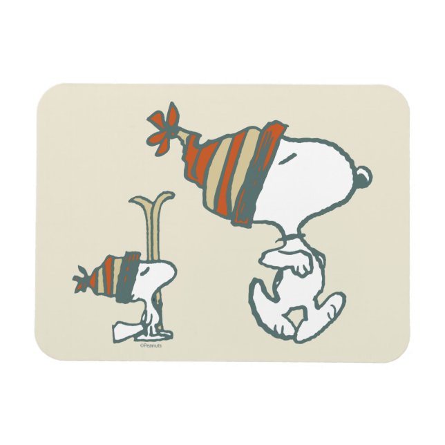 Jordnötter | Snoopy & Woodstock Ski Resa Magnet (Horisontell)