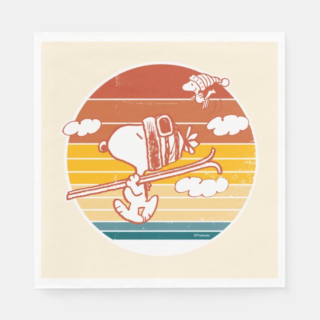 Jordnötter | Snoopy & Woodstock Ski Resa Pappersservett (Framsidan)