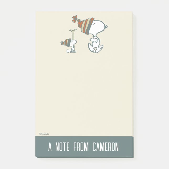 Jordnötter | Snoopy & Woodstock Ski Resa Post-it Block (Framsida)