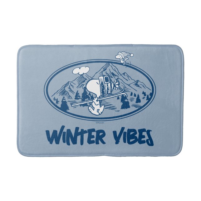 Jordnötter | Snoopy & Woodstock Skiing Badrumsmatta (Framsidan)