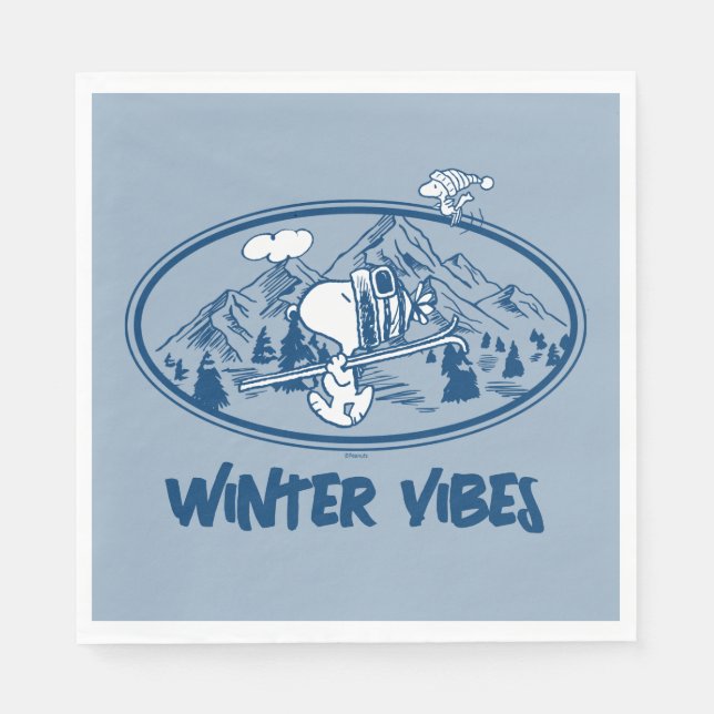 Jordnötter | Snoopy & Woodstock Skiing Pappersservett (Framsidan)