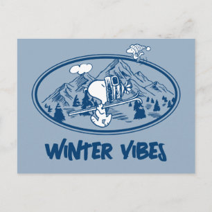 Jordnötter Snoopy & Woodstock Skiing Vykort