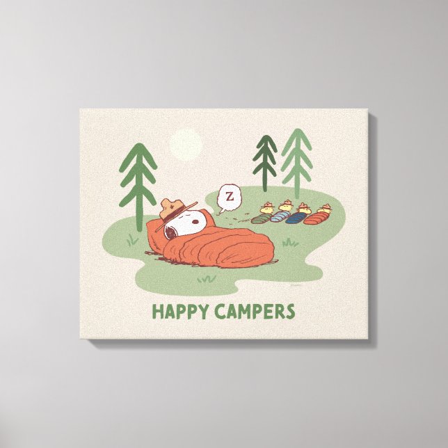 Jordnötter | Snoopy & Woodstock Sleeping Campers Canvastryck (Framsida)