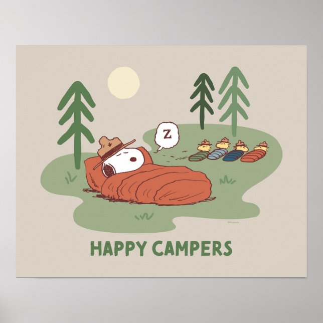 Jordnötter | Snoopy & Woodstock Sleeping Campers Poster (Framsidan)
