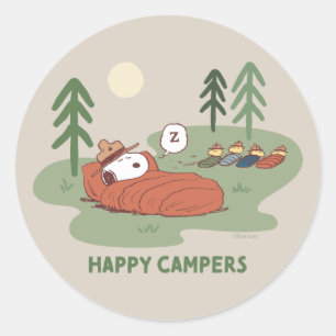 Jordnötter Snoopy & Woodstock Sleeping Campers Runt Klistermärke