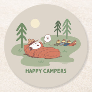 Jordnötter   Snoopy & Woodstock Sleeping Campers Underlägg Papper Rund