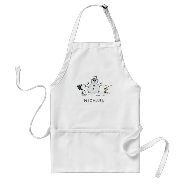 Jordnötter | Snoopy & Woodstock Snögubbe | Lägg ti Förkläde (Framsidan)