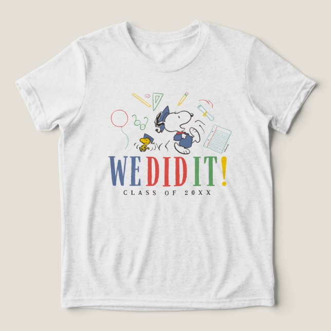 Jordnötter Snoopy Woodstock Vi Gjorde Det Examen M T Shirt (Design Framsida)