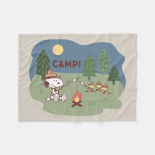 Jordnötter   Snoopy & Woodstock vid Campfire Fleecefilt