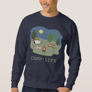 Jordnötter Snoopy & Woodstock vid Campfire Lång Ärmad Tröja