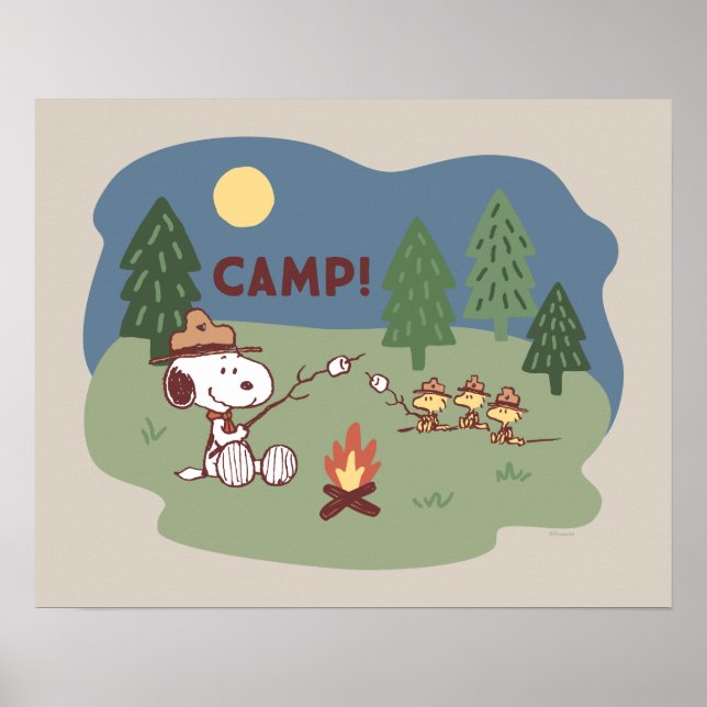 Jordnötter | Snoopy & Woodstock vid Campfire Poster (Framsidan)