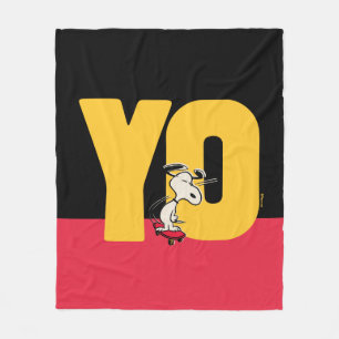 Jordnötter Snoopy YO Skateboard Fleecefilt