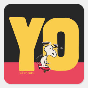 Jordnötter Snoopy YO Skateboard Fyrkantigt Klistermärke