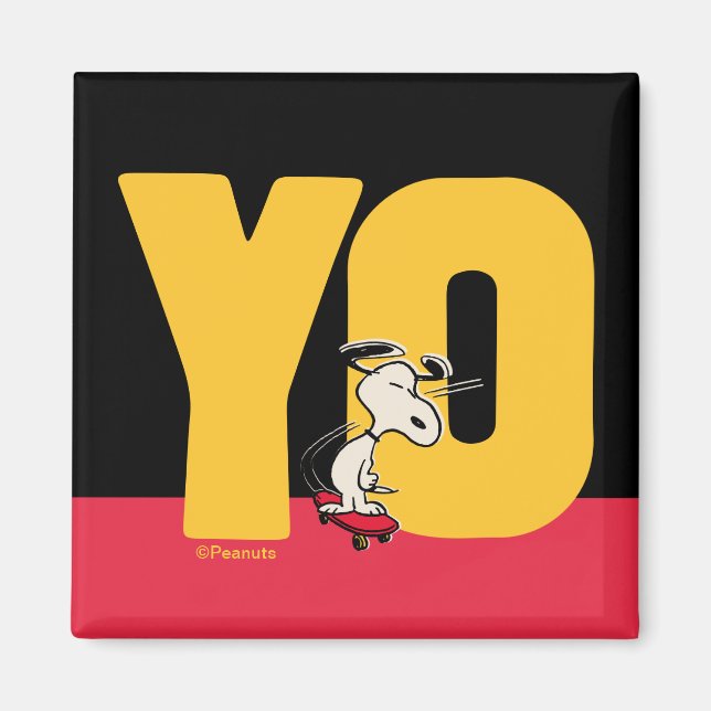 Jordnötter | Snoopy YO Skateboard Magnet (Framsidan)