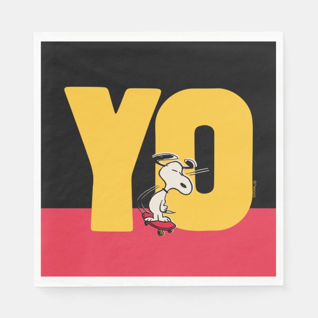 Jordnötter | Snoopy YO Skateboard Pappersservett (Framsidan)