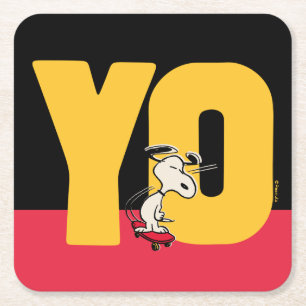 Jordnötter Snoopy YO Skateboard Underlägg Papper Kvadrat