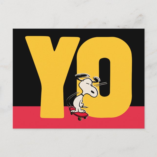 Jordnötter | Snoopy YO Skateboard Vykort (Framsida)