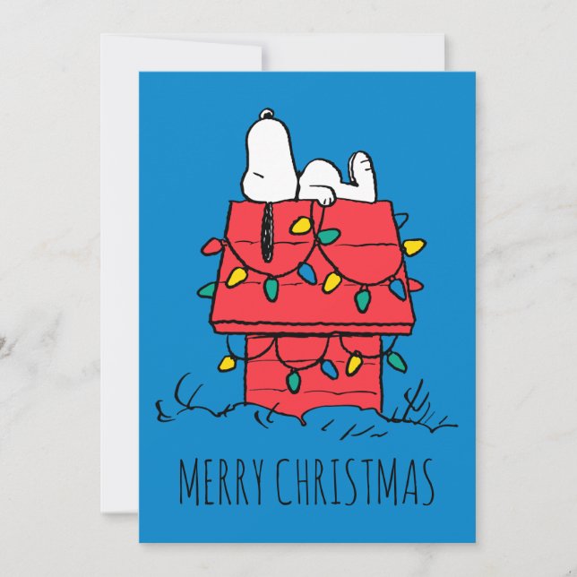 Jordnötter | Snoopys Hund House with Ljus Julkort (Framsida)