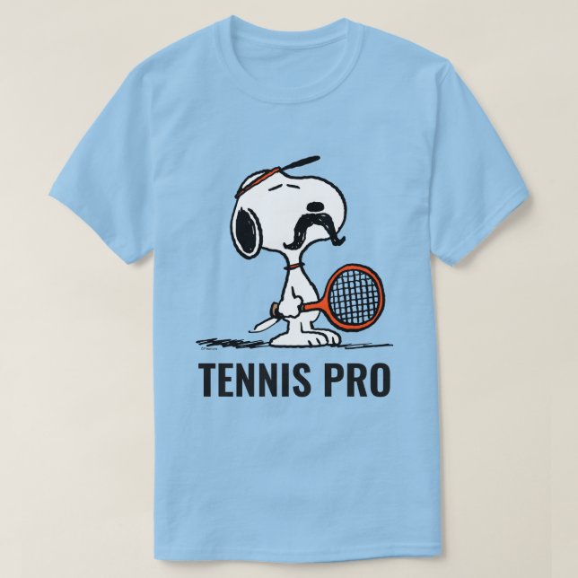 Jordnötter | Snoopys Mustache Spelar tennis T Shirt (Design framsida)