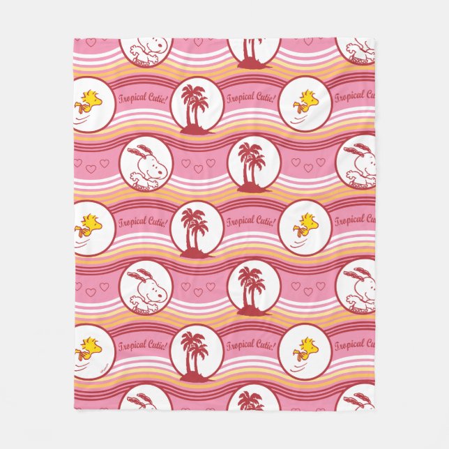 Jordnötter | Tropical Cutie, Snoopy & Woodstock Fleecefilt (Framsidan)