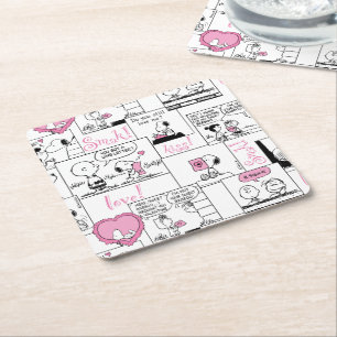 Jordnötter Valentine Heart Kärlek Mönster Underlägg Papper Kvadrat