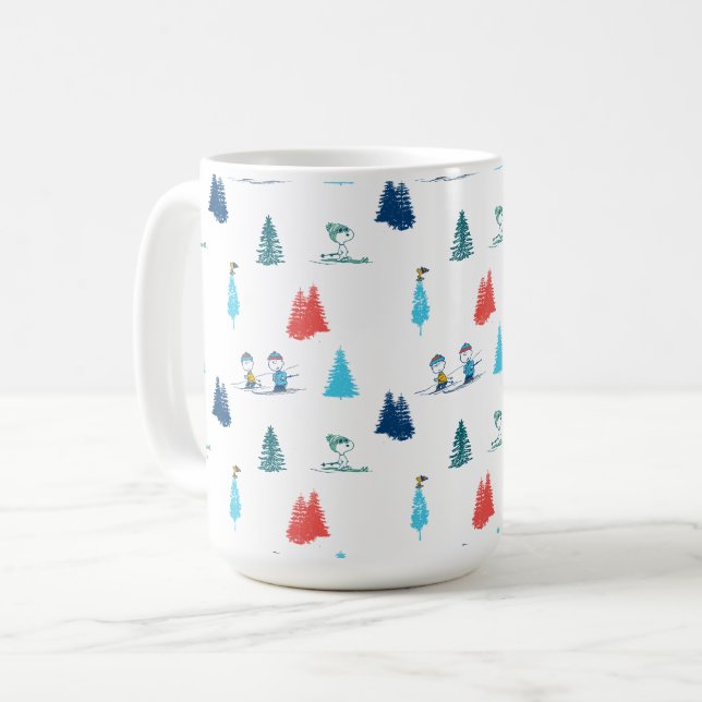 Jordnötter | Vinter Hoppa över Slopes Mönster Kaffemugg (Framsida vänster)