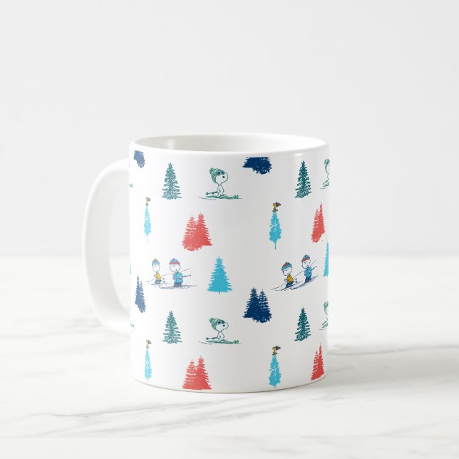 Jordnötter | Vinter Hoppa över Slopes Mönster Kaffemugg (Framsida vänster)