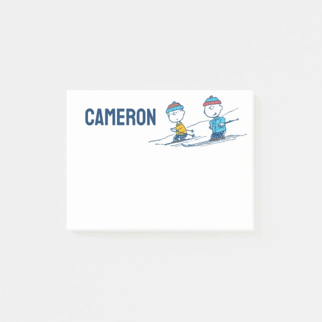 Jordnötter | Vinter Hoppa över Slopes Mönster Post-it Block (Framsida)