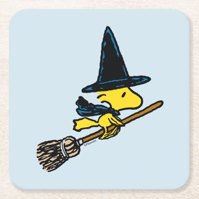 Jordnötter | Woodstock Halloween Witch Underlägg Papper Kvadrat (Framsidan)
