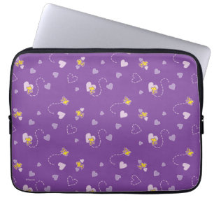 Jordnötter Woodstock Lila Heart Mönster Laptop Fodral