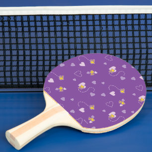 Jordnötter Woodstock Lila Heart Mönster Pingisracket