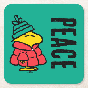 Jordnötter   Woodstock Puffy Winter Jacka Underlägg Papper Kvadrat