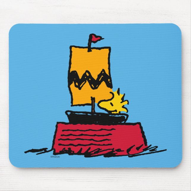 Jordnötter | Woodstock Snoopy Dish Segelbåt Musmatta (Framsidan)