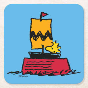 Jordnötter   Woodstock Snoopy Dish Segelbåt Underlägg Papper Kvadrat