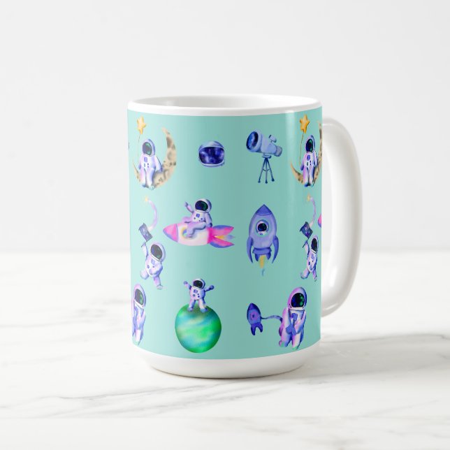 Jordrymd i astronaut-raketrymden kaffemugg (Framsida höger)